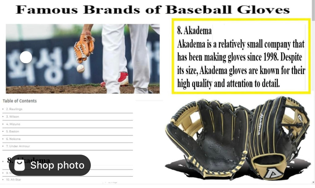 Akadema Named #8 by Famous Brands of Baseball Gloves