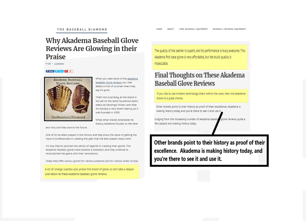 AKADEMA BASEBALL GLOVES CONTINUE TO GROW IN PRAISE