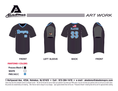 Rangers Columbia Black Pinstripe Crew Neck Shirt