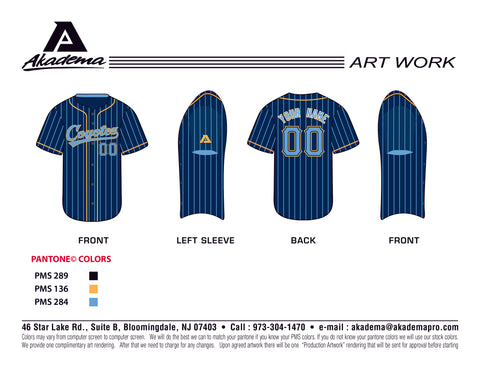 Coyotes full button pinstripe navy Jersey Tops