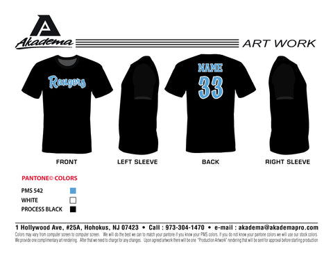 Rangers Columbia Black Crew Neck Shirt